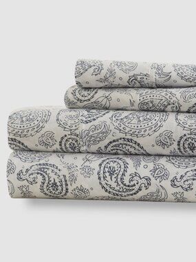 Ienjoy Home Blue Navy Coarse Paisley 4-Piece Bed Sheet Set, Cal King